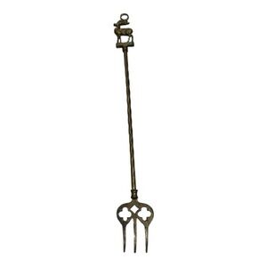 Vintage Brass Fire Iron Toasting Fork Stag and Spades Designs